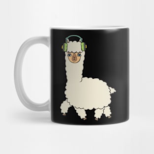 Alpaca with headphones. Mug